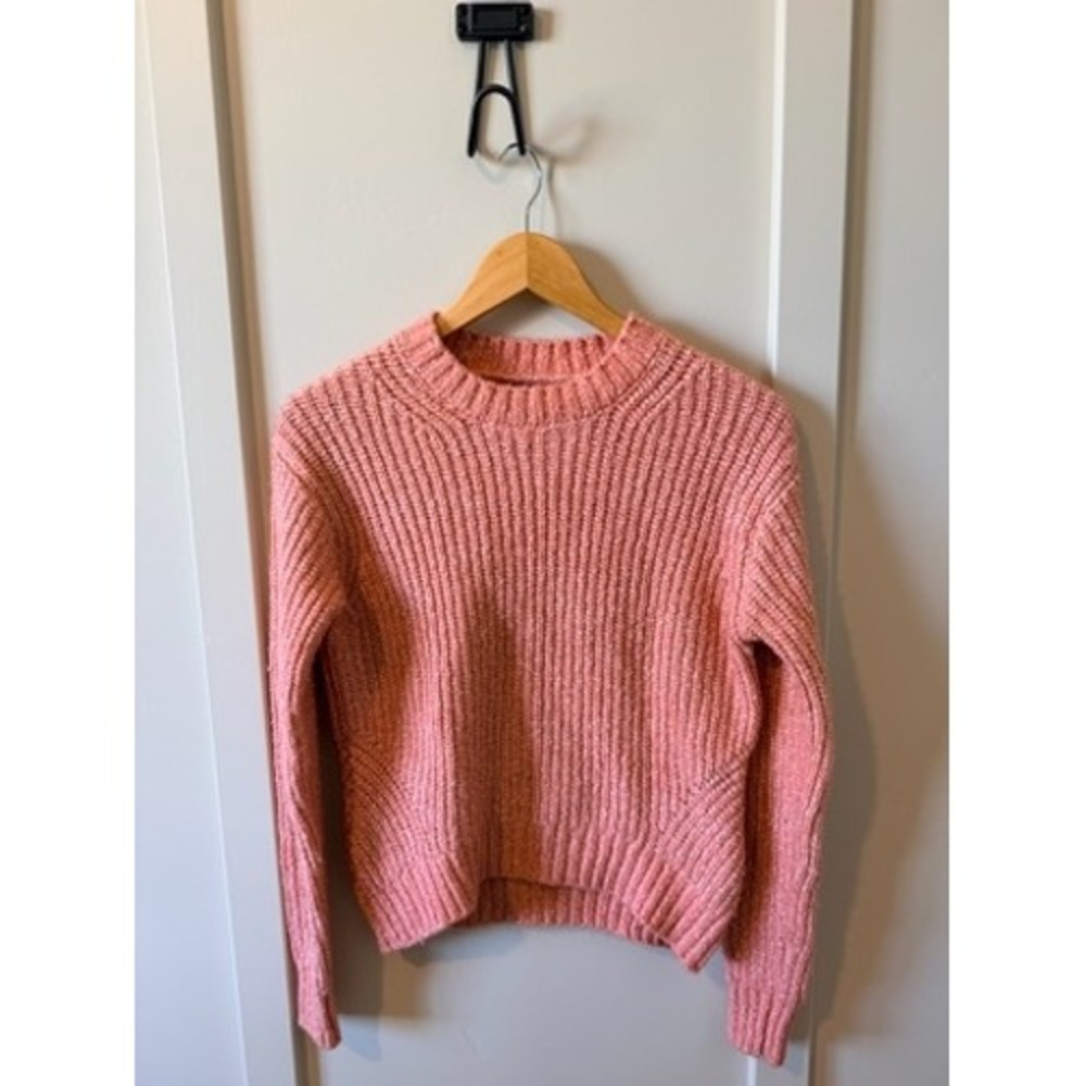 Faherty Womens Coral Pink Marled Ribbed Chunky Knit Crewneck Sweater XS